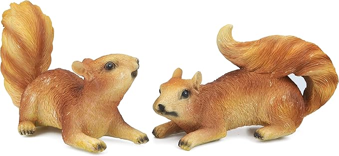 2pcs Squirrel Hanging Statues for Garden Decoration, Outdoor Hanging Tree Décor with Screws and Hooks, for Tree Trunk, Garden, Yard, Patio- 7.9 Inch (2 Squirrels)