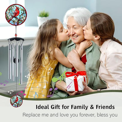 Wind Chimes for Outside 26" Cardinal Wind Chimes Outdoor Home Patio Garden Decor Windchimes Outdoors Gift Ideas for Women Mom Grandma Sisters