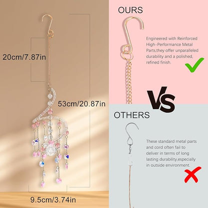 Geili Crystal Suncatchers for Windows Hanging,Spiral Crystal Sun Catchers Indoor Window,Boho Hanging Crystals for Decoration,Healing Wind Chimes Suncatcher Rainbow Maker for Outside(Pink)