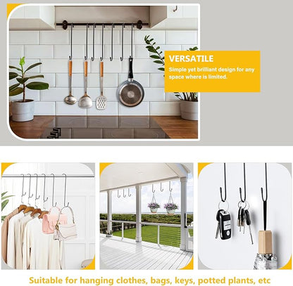 Dpyrrhic 6 Pack 14 Inch Black Extra Matel Heavy Duty Hook for Hanging Plants,Large S Hooks for Hang Brsket,Bird House,Clothes,Kitchenware,Garden,Patio