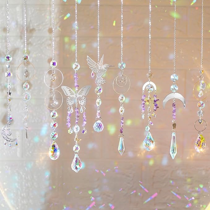 400Pcs Sun Catchers DIY Making Kit for Adults Arts and Crafts Crystal Suncatcher Hanging Prism Rainbow Maker for Indoor Window Garden Christmas Decor Hummingbird