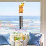MUMTOP Wind Chimes for Outside Clearance - Garden Wind Chimes with Resin Face Cup Cocktail, 32 Inch Tropical Metal Windchimes for Patio Outdoor Porch Yard Decor Gifts(Orange)