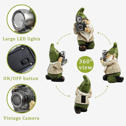 Garden Gnomes Decorations for Yard - Garden Gnome Solar Statue Funny Outdoor Decor for Yard,Patio,Lawn,Unique Housewarming Gifts