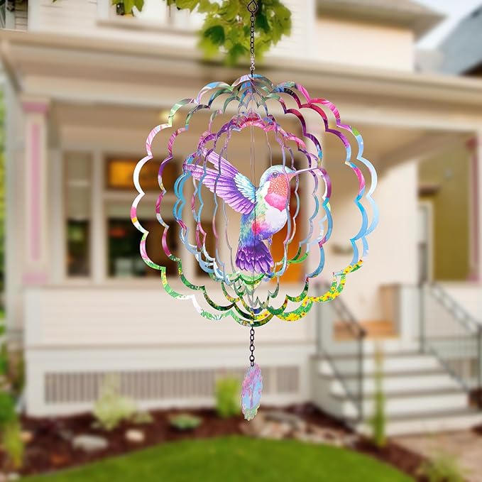 Hummingbirds Wind Spinners,Hanging Decor,Outdoor Garden,Wind Chimes for Outside, Spinners Decor,Ornaments Kinetic Yard Art, Unique Gifts for Women, Mother's Day Decorations
