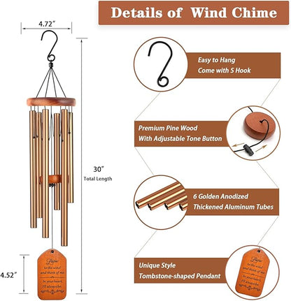 Soopau Memorial Gifts, 30" Wooden Sympathy Wind Chimes for Loss of Loved One, Memorial/Bereavement/Condolence/Funeral Gifts for a Loved One Mother Father Miscarriage