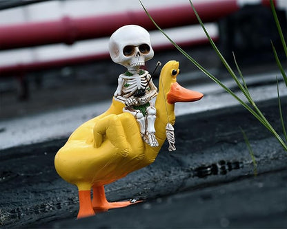 DS. DISTINCTIVE STYLE Style Fishing Skeleton Statue 4.5 Inch Mini Skull Figurines Halloween Gothic Decor Resin Cute Skull Fisher Sculpture for Outdoor Garden Pond Fountain Poolside