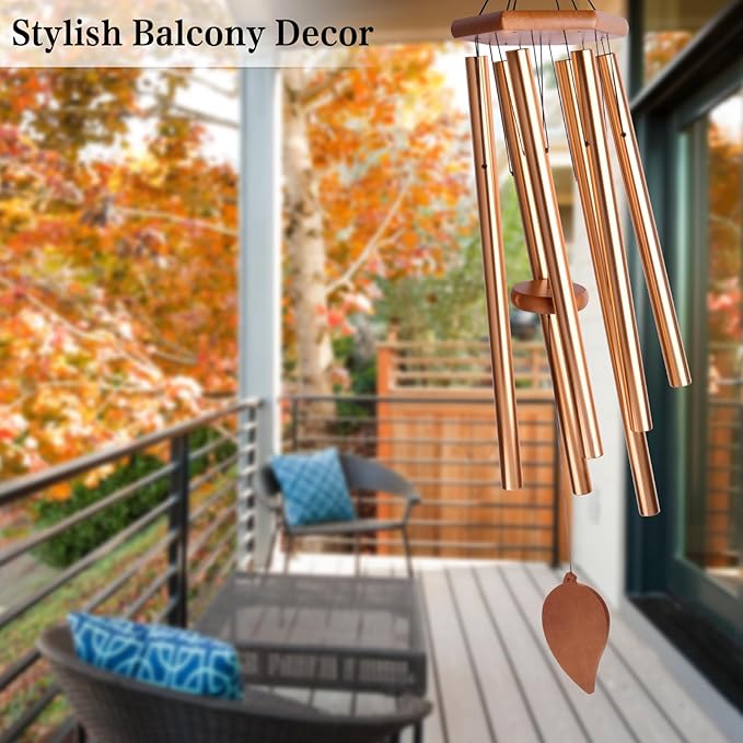 Sympathy Wind Chimes for Outside Deep Tone, Memorial Loss of a Loved, Large Wind Chimes with 6 Thicken Tubes & Hook, Outdoor Gifts Mother, Garden Decor (45IN Gold)