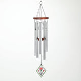 Woodstock Wind Chimes 26" Lily Botanical Chime, Flower Stained-Glass Acrylic Wind Catcher Chimes Silver Aluminum Tubes, Windchime for Outside Garden Decor, Outdoor Patio and Front Porch
