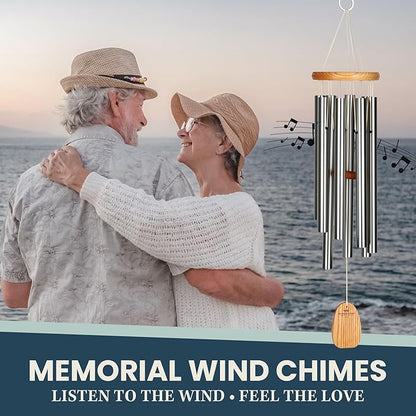 Woodstock Wind Chimes Garden Decor for Outside Outdoor Patio Decor 27" Inspirational and Memorial Sympathy Wind Chime Porch Decor Gregorian Wind Chime Alto Silver Wind Chimes (Gas)