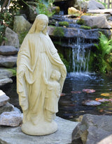 Vintage-Style Madonna and Child Cast Stone Garden Statue, 24"