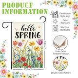 Hello Spring Garden Flag for Outside,Spring Wildflower Garden Flag Yard Lawn Porch Flags for Outdoor Decorations 12x18 Inch Double Sided