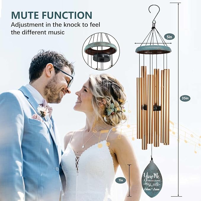 ASTARIN Wedding Gifts Wind Chime, Personalized Names & Date Wind Chimes Gifts for Couple 2026, Wedding Gift for Newlywed Bride Groom Husband Wife, Engagement Gift Valentine’s Day Produced in USA