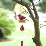 MrMrKura Bird Wind Chimes, Cardinal Wind Bell Pendent for Glory Mothers Love Gift Hanging Wind Chime with Feather Ornament for Bless Garden Backyard Home Decor (Red)