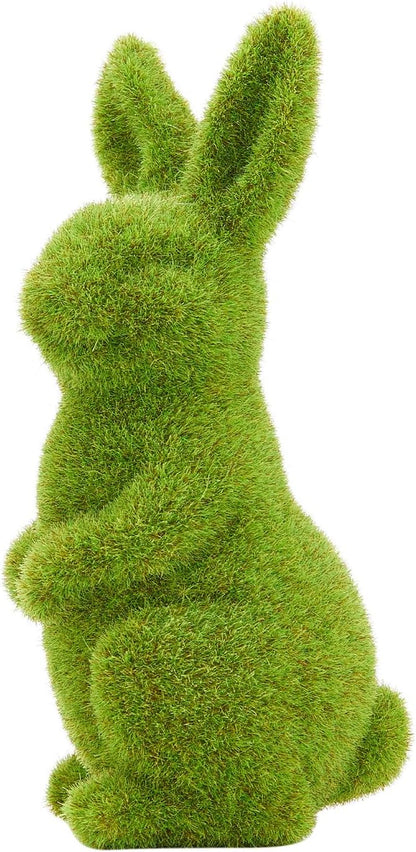 Easter Rabbit Decoration Horticulture Green Flocking Moss Sculpture Decoration Desktop Living Room Garden Easter Gift (Small 2PCS Standing+Sitting)