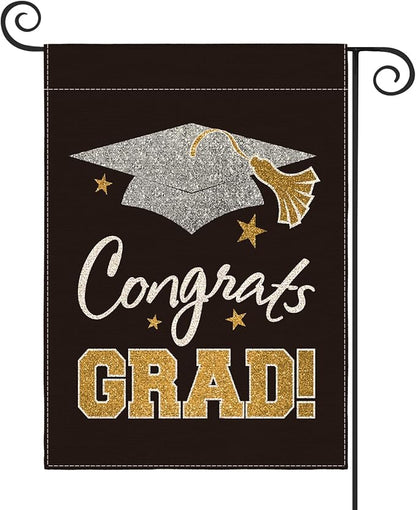 AVOIN colorlife Diploma Cap Congrats Grad Garden Flag 12x18 Inch Double Sided, Class Of 2026 Graduation Yard Outdoor Decoration