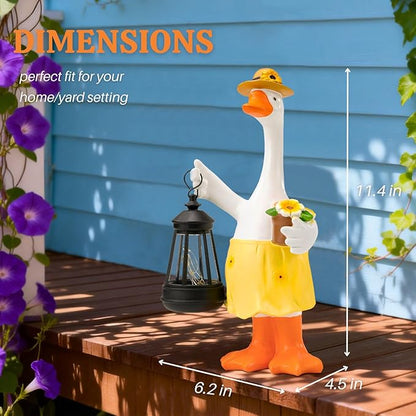 Goose Garden Statues Porch Goose Statues with Solar Lantern Spring Yard Lawn Front Porch Home Outdoor Decoration Duck Mother's Day Easter Christmas Birthday Gifts for Mom Women