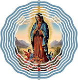 Virgin Mary Prayer Wind Spinner, Metal Wind Spinners Outdoor Indoor,Virgin Mary Hanging Garden Decor for Outside, Stainless Wind Spinners for Yard and Garden 10 inch 3D (25.76X25 CM)