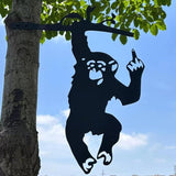 Flipping Off Bigfoot Peeking Animal Metal Sign Funny Middle Finger Yard Art Decor for Tree, Fence, or Corner Outdoor Farmhouse Garden Ornament for Home or Cabin Decoration (#M, 12IN)