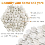 River Rock Stepping Stones Outdoor for Garden Walkway, 12 inch 6 Pcs Hexagon Shape Paver Step Stones Polished Pebble River Stone Mat for Yard Lawn Patio Pathway Walk Way - White
