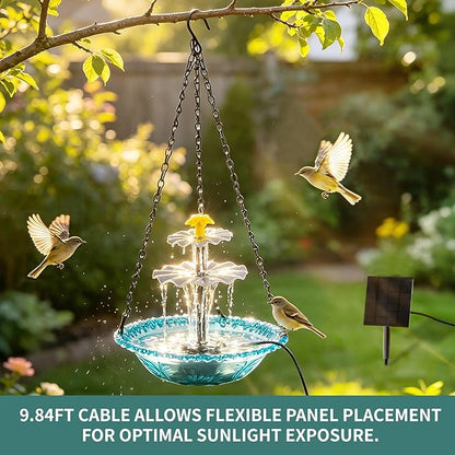 DDcafor Solar Water Fountain Pumps Hanging Bird Bath Fountain Solar Powered Cascading Bird Bath Water Fountain 3 Tier Bird Bath Solar Pump for Fountain
