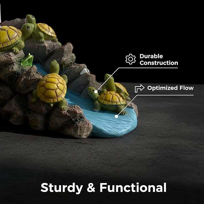 Turtle Splash Block - Decorative Resin Gutter Downspout Diverter, 11” x 6.1” x 6.9”, Durable Water Flow Protector for Yard, Garden & Patio, Functional Outdoor Tortoise Statue for Rainwater Drainage