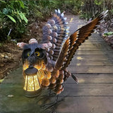 Modista Metal Yard Art Decor Owl Garden Statues Sculptures with Solar Lamp for Home Yard Decorations Outdoor Clearance