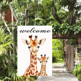 Gkyygk Welcome Giraffe Garden Flag 12 x 18 Inch Double Sided Welcome Banners Farmhouse Holiday Outside Decor Burlap Yard Flag