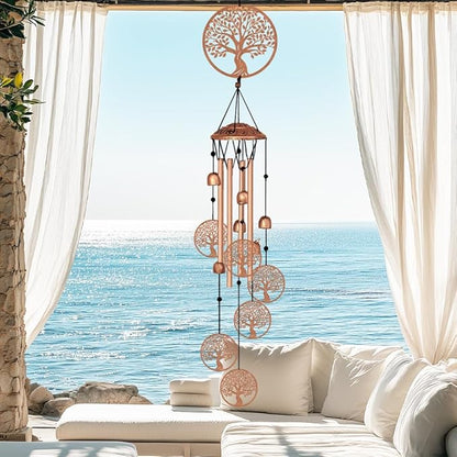 Large Aluminium Wind Chimes 33" Outdoor Deep Tone Memorial Wind Chime with Tree of Life Wind Catcher, Sympathy for Loss of Loved Mom Father,Metal Wind Chimes for Garden Patio Home Decor