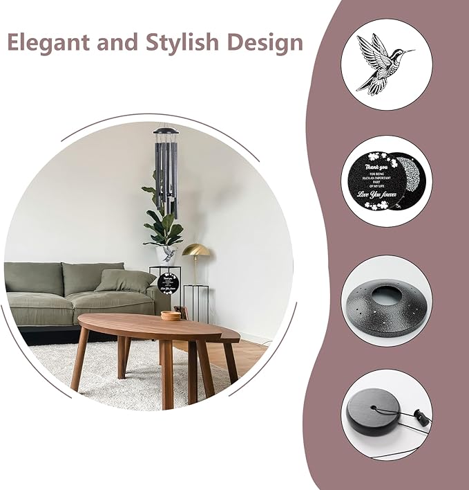 37-inch Hummingbird Wind Chimes are Suitable for Garden, Patio and Courtyard Decoration. They can be Given as Gifts of Comfort, Mourning and Remembrance to Loved Ones who Have Lost Them