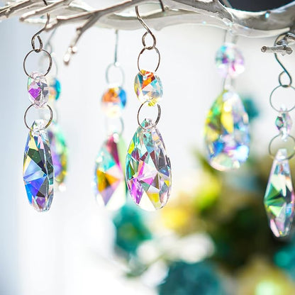 20 Pieces 38mm Crystal Prisms Chandelier Rounded Pear Suncatcher Ornament Pendants Crystal Beads Hanging Glass Crystals Chandelier Prisms for Wedding Party Tree Garlands Decoration DIY Jewelry