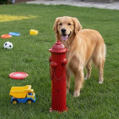 Fire Hydrant for Dogs to Pee On, 24" Metal Dog Fake Fire Hydrant Pee Post Red for Outdoor Training, Pee Pole with Ground Stakes, Fillable Base for Yard, Garden, Patio