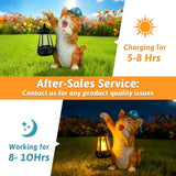 ILLUMINEW Solar Dragon Garden Statue with Lantern and Birds – Resin Dinosaur Figurine with LED Light for Yard, Outdoor Decor, Gifts for Mom, Women (Cat)