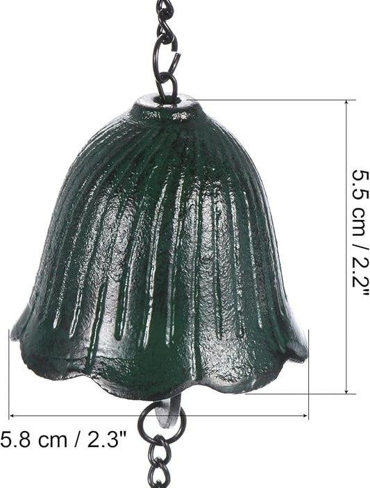 PATIKIL Japanese Wind Chime, Temple Bells Retro Outdoor Hanging Metal Iron Wind Chime for Outside Garden, Leaf, Green