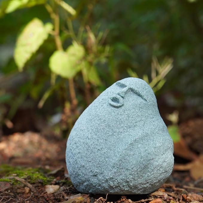 Cute Stone Primitive Man Figurine: Funny Stoneman Statue for Outdoor Decor, Carving Face Garden Home Decoration Fish Tank Ornament - Stone Man C
