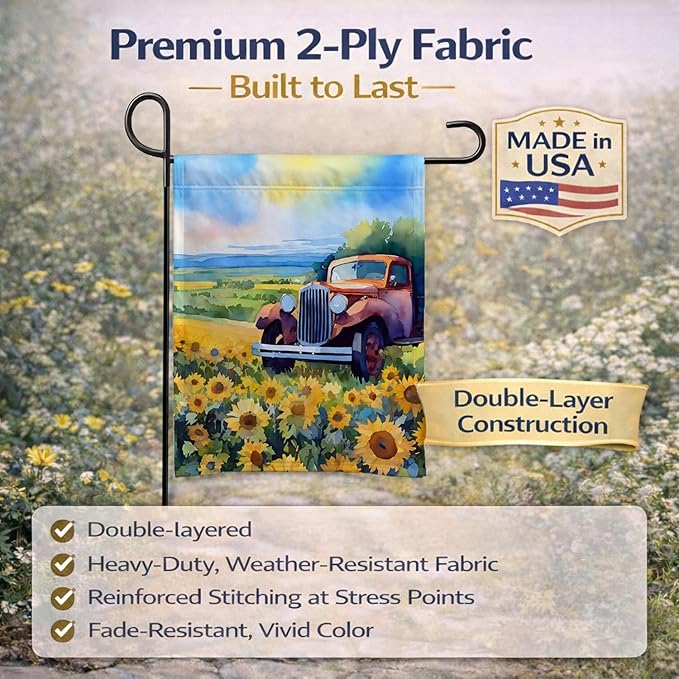 Caroline's Treasures Kansas Sunflowers in Watercolor Garden Flag Mailbox Flag Decorative Yard Flag Banner Outside Patio Artwork Yard Flower Beds, Garden Size, Multicolor
