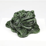 gemshan Jade Money Frog Statue, 3.1 Inch Natural Jade Feng Shui Frog Sculpture, Hand-Carved Collector's Art for Home/Office/Garden Decor