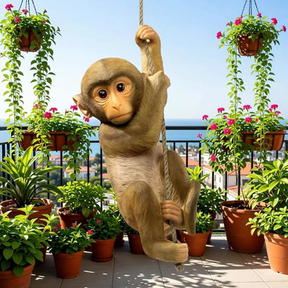 5.9 Inch Outdoor Monkey Statues – Lifelike Hanging Resin Monkey Figurine for Garden, Patio & Balcony Decor | Weather-Resistant Animal Ornament