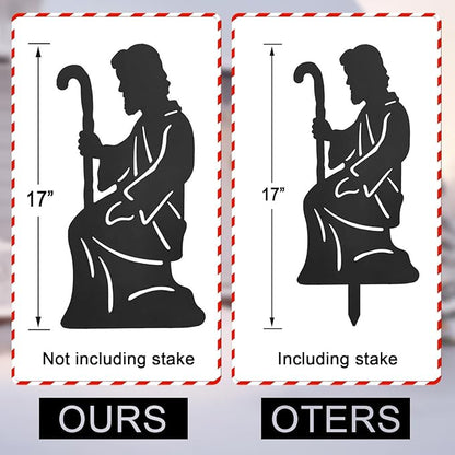 Nativity Silhouette Outdoor,Black Silhouette Nativity Scene for Yard Stake,Set of 3 Christmas Ornaments for Outside