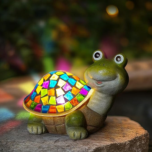 MININOVA Solar Mosaic Turtle Statues Outdoor Garden Decorations Kids Solar Light for Outside Home Decor Gifts for Kids Women Retirement Housewarming Christmas