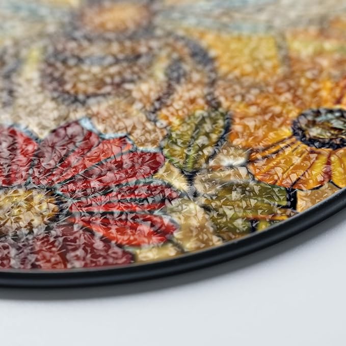 7.8" Bee Honeycomb Stained Glass Suncatchers Art Insect Flowers for Sun Catcher Gifts for Pet Insects Animal Nature Floral Lovers Women Grandma Mom Friend Painted Glass Panel Décor BUG-08C-SG8