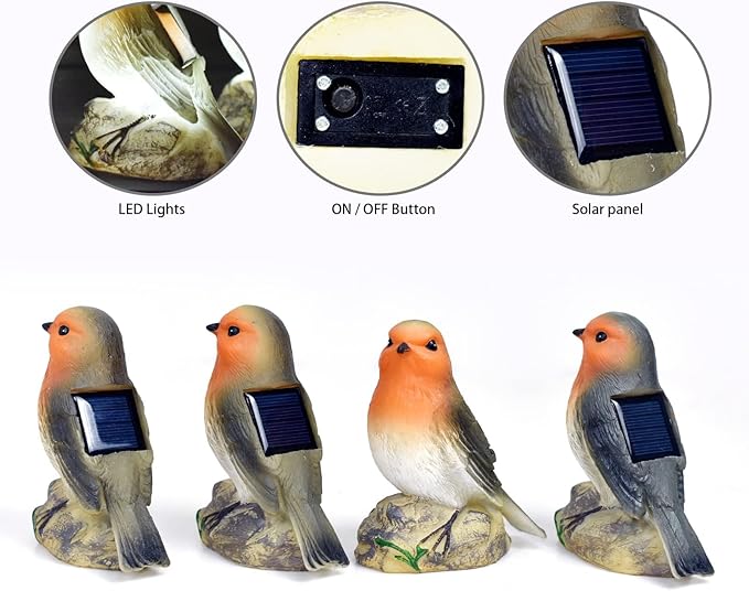 Solar Garden Outdoor Bird Statues Decor for Outside Yard Outdoor Home Patio Decor, Birthday for Mom Grandma Wife Sister Nana from Daughter Son Husband