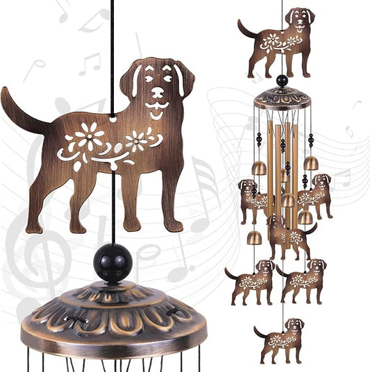 Bronze Dogs Wind Chimes for Outside/Indoor/Home/Balcony/Lawn/Tree/Yard/Garden Decoration, Retro Wind Catcher, Hang Dog Decor, Blessing Wind Bells, Memorial WindChimes Gifts for Mom, Grandma, Woman