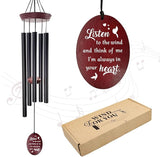 Sympathy Wind Chimes for Outside, 33.5" Large Memorial Wind Chime with Bird & Heart Sail, Remembrance Gift for Loss of Mother Father, Listen to the Wind Bereavement Gift, Black