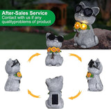 Solar Garden Statues Cat with Daisy and LED Lights Birthday Gifts for Women Mom Grandma Solar Outdoor Decor for Patio Backyard Yard Lawn Decoration-Unique Housewarming Gifts
