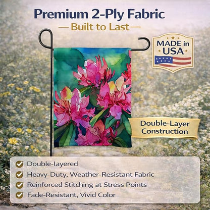 Caroline's Treasures West Virginia Rhododendrons in Watercolor Garden Flag Mailbox Flag Decorative Yard Flag Banner Outside Patio Artwork Yard Flower Beds, Garden Size, Multicolor