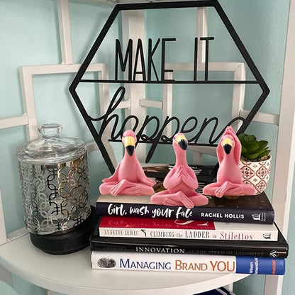 Goodeco 2.4" Mini Yoga Flamingo Figurines - Tiny Gifts Whimsical Kawaii Pink Flamingo Desk Decor, Set of 3 Fairy Garden Lawn Statues, Flamingo Gifts for Women/Mom/Grandma