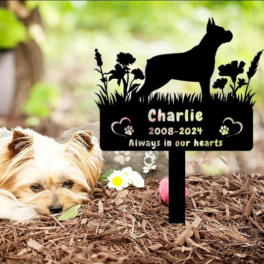 Personalized Boxer Dog Memorial Grave Marker,Custom Flora Dog Memorial Garden Stake,Dog Memorial Plaque Burial Stake Engraved Sign,Dog Sympathy Grave Stake,Dog Memorial Statue Headstone