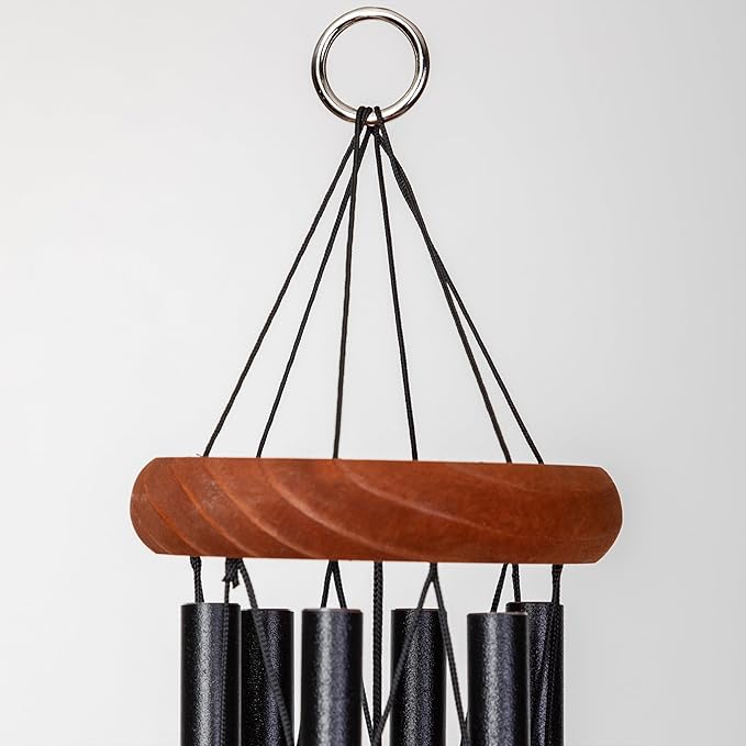 Festival 18-inch Redwood Wind Chime in Black by Wind River for Patio, Backyard, Garden, and Outdoor décor. Made in The USA
