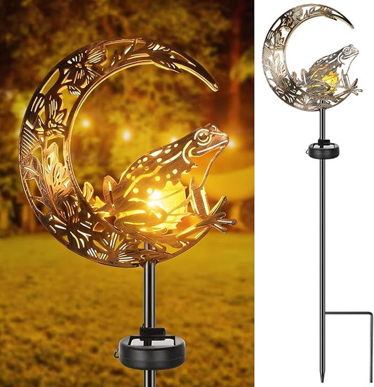 VIHOSE Solar Frog Outdoor Lights Waterproof Moon Garden Stake Lights Warm White LED Decorative Pathway Lighting for Yard, Lawn, Gifts for Mom, Women & Gardening Lovers