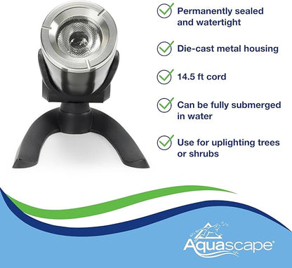 Aquascape Submersible LED Spotlight for Pond, Garden, and Landscape Features, 1 Watt | 84031, Brown